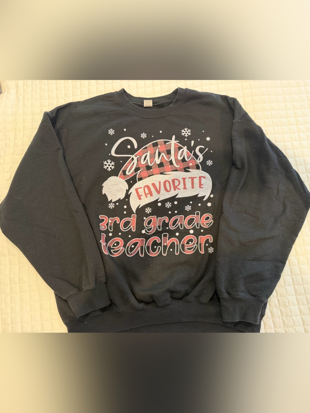 Teacher Holiday Sweatshirt Santa’s favorite third grade teacher Gildan